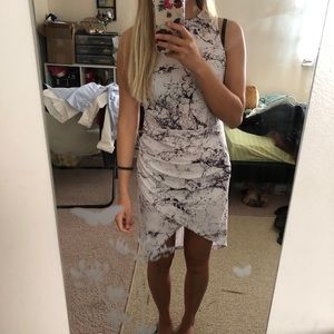 Marble print asymmetrical dress