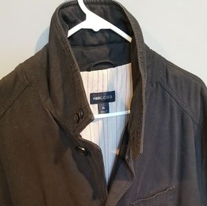 H&M L.O.G.G. black quilted coat w/ pinstripe liner