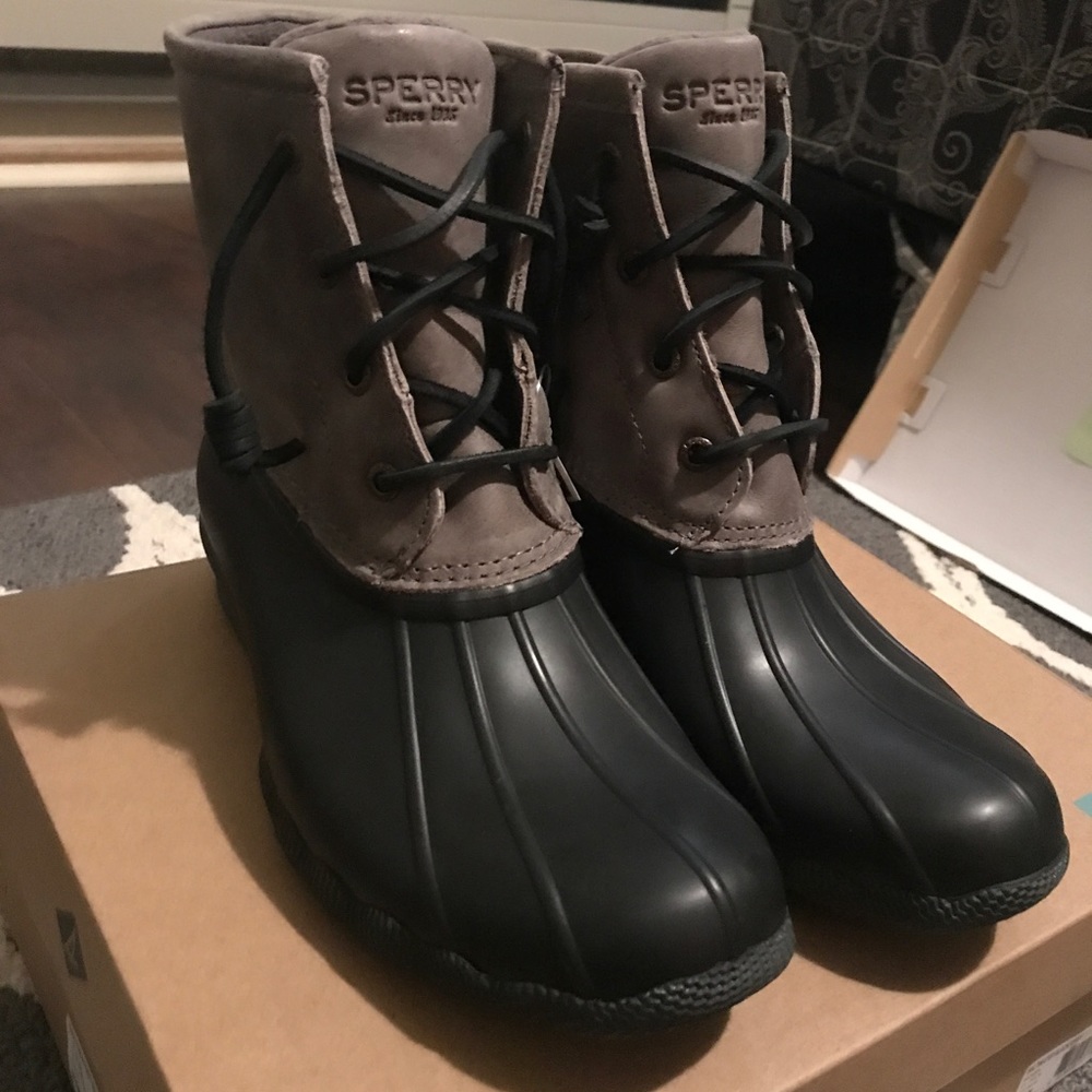 Brand new Sperry duck boots- grey and black
