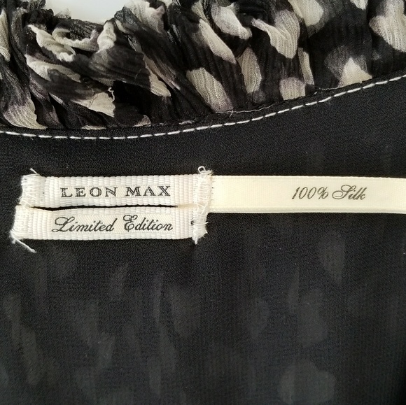 Max Studio 100% Silk Black Print Dress Size 0 - Picture 4 of 4