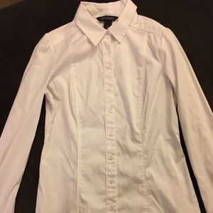 White House Black Market white poplin blouse SZ 0