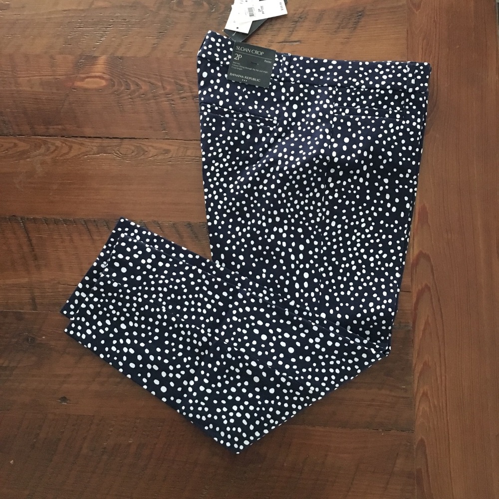 Banana Republic navy& white crop ankle pant