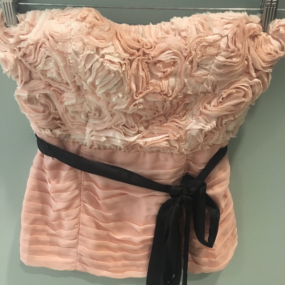 Pink Rosette strapless bustier