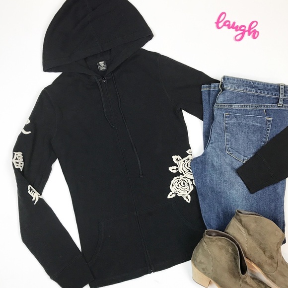 Lucky Brand Tops - Lucky Brand black zip hoodie size M
