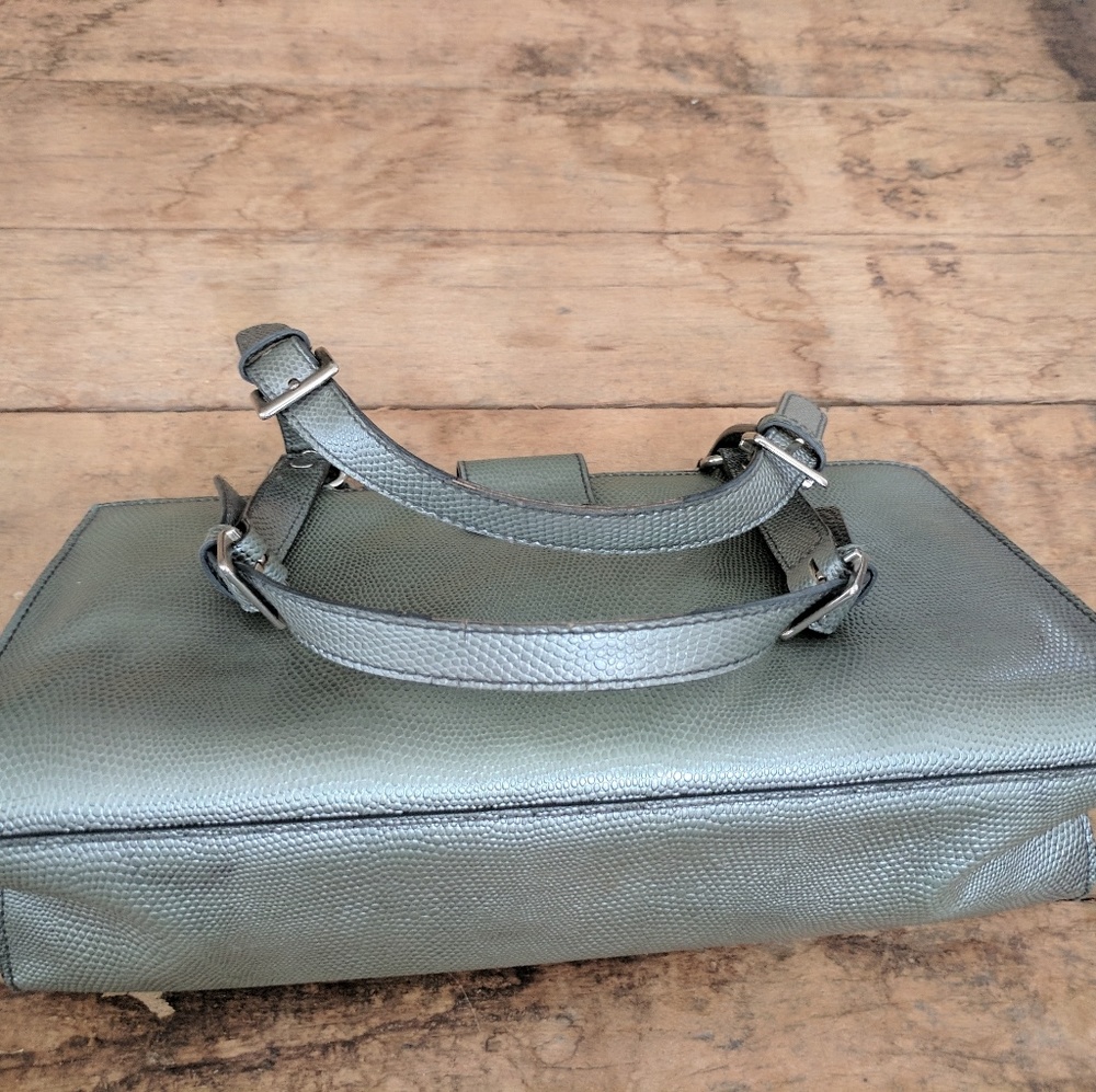 Silver Metallic Python Embossed Leather Guess Pur… - image 5