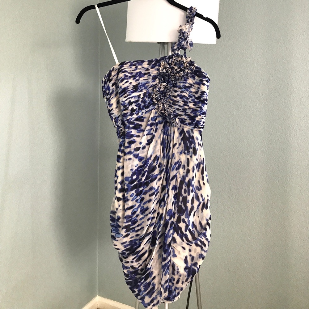 BCBG silk one-shoulder dress
