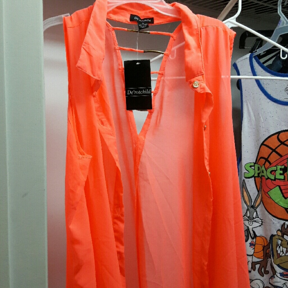 Pink sheer sleeveless shirt