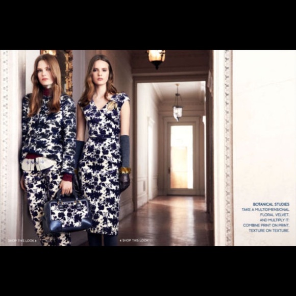 AUTH Tory Burch Dayton Floral Velvet Sheath Runway - Picture 3 of 8