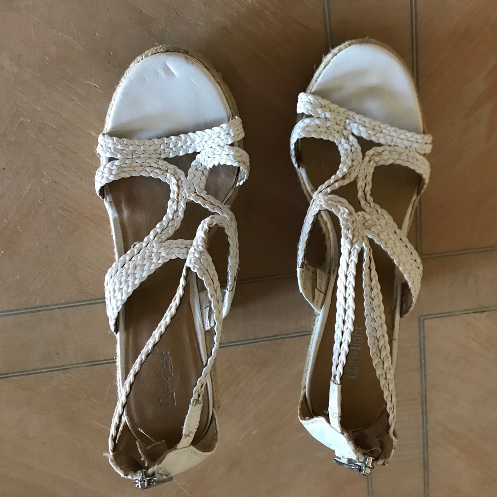 White braided wedges sz 8