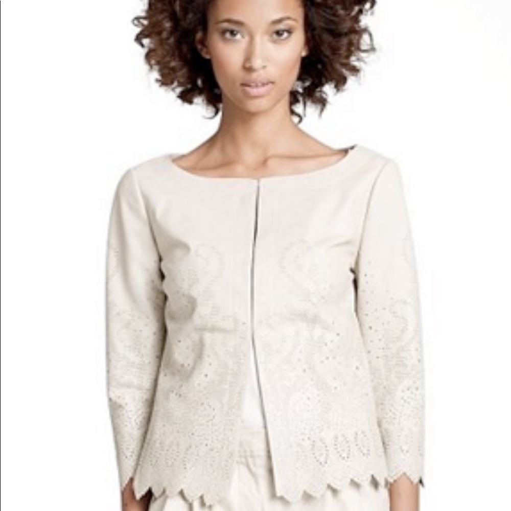 Tory Burch "Pearson" laser cut leather jacket