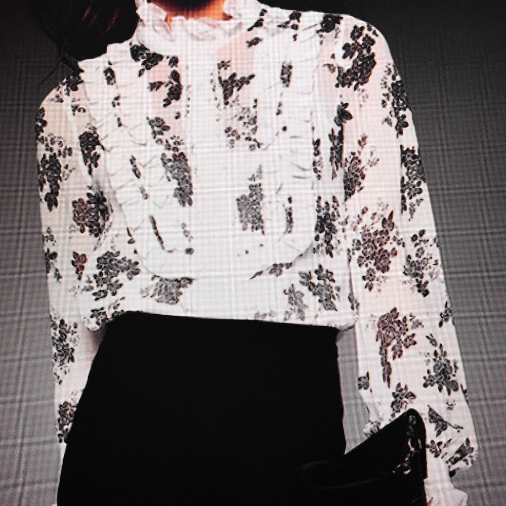 White Frill Sleeve Floral Bodysuit