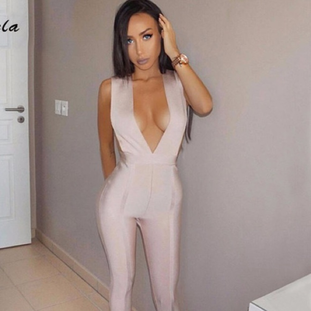 🍰🍰 Thick Bandage Jumpsuit Romper Bodysuit - Picture 4 of 5