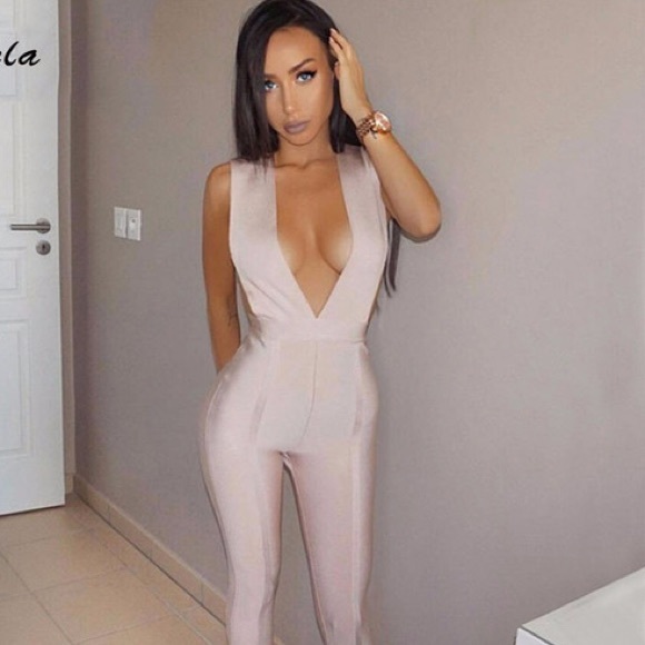 🍰🍰 Thick Bandage Jumpsuit Romper Bodysuit - Picture 4 of 5