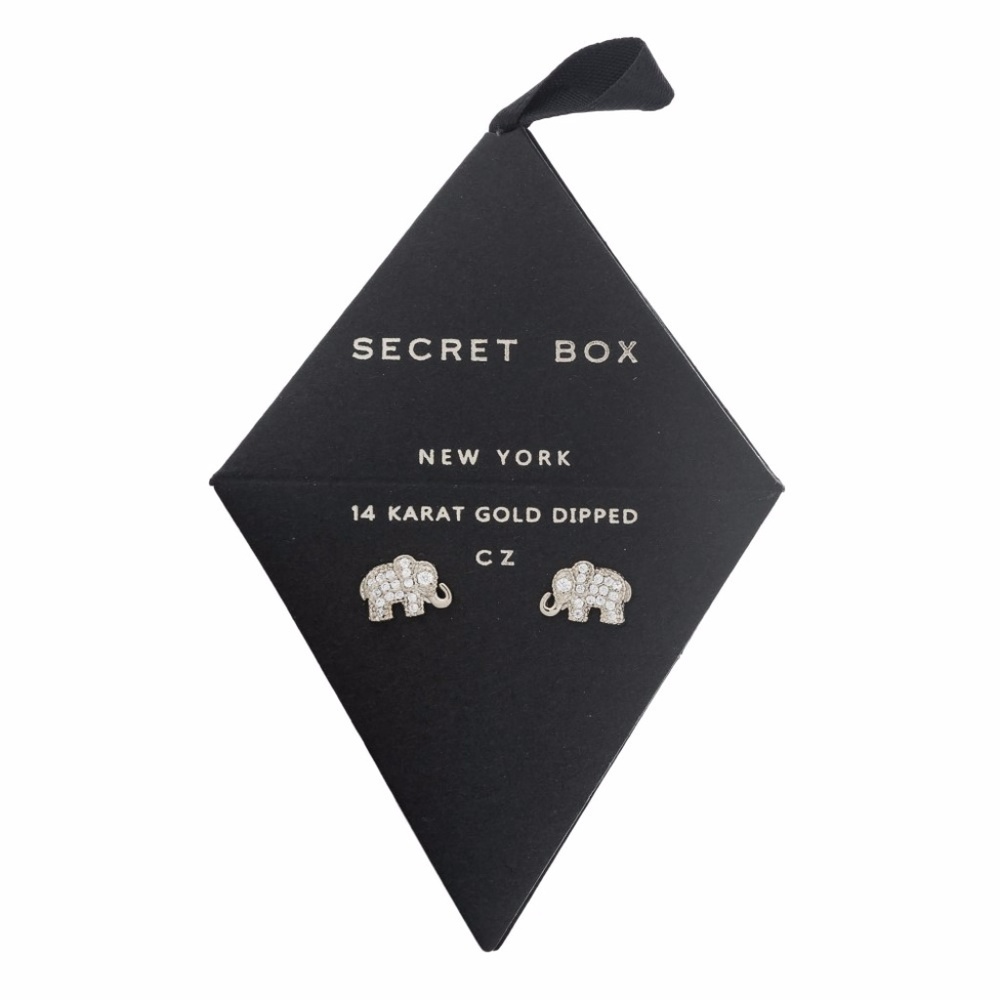 White Gold Dipped Elephant Earrings