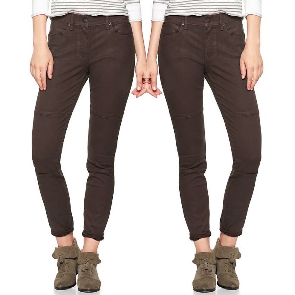 GAP coated biker leggings in chocolate, size 25