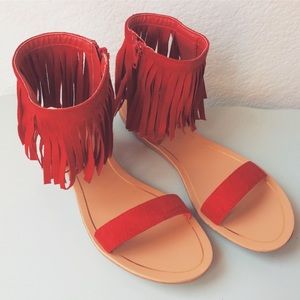 Brand New Red Fringe Sandals size 8.5!