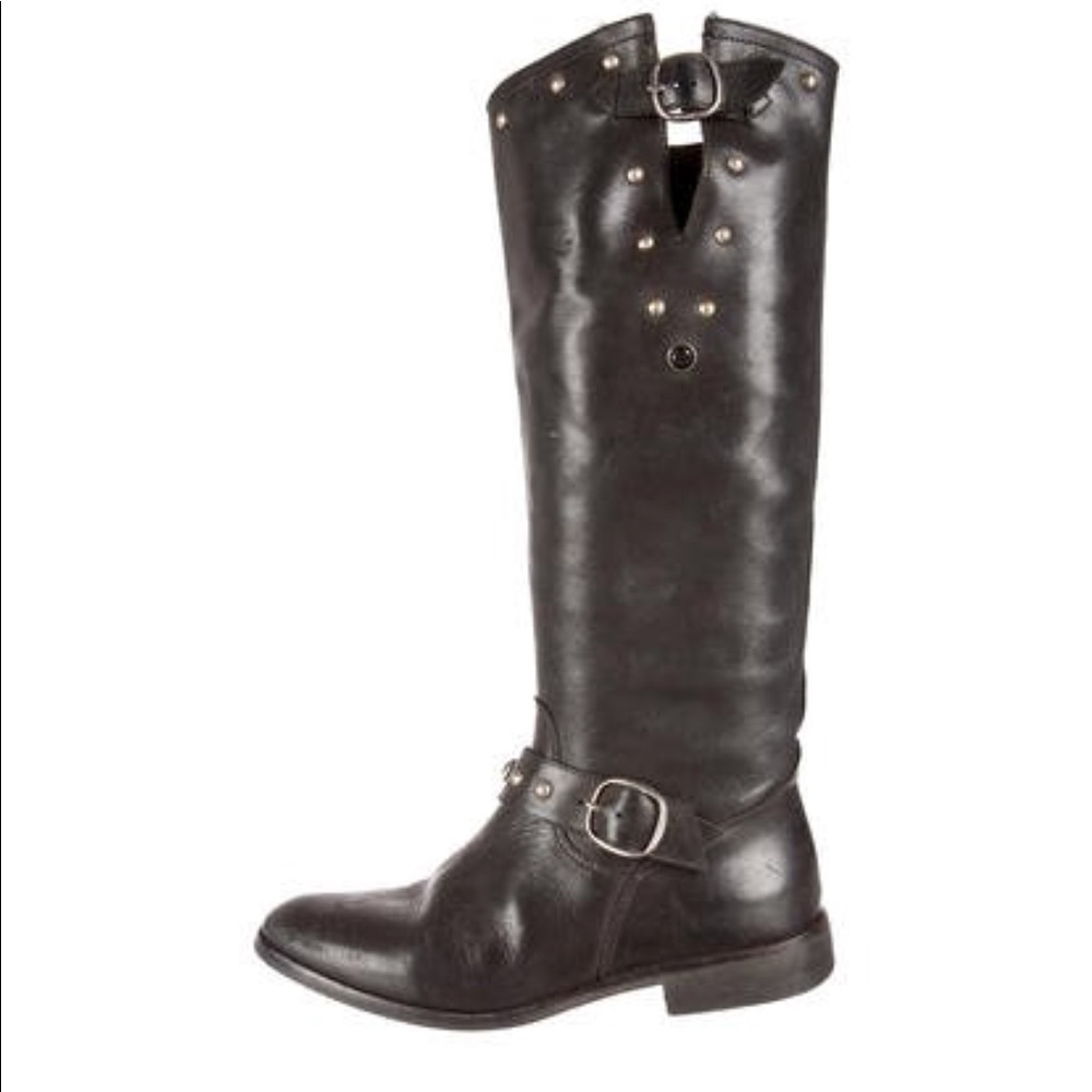 Golden Goose Distressed Black Studded Boots