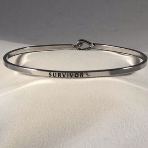 Silver Bangle Bracelet Inspirational Inscription