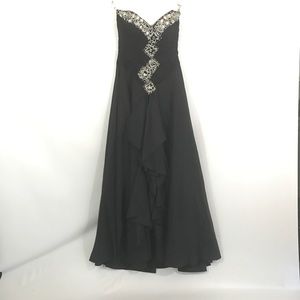 Anny Lee black strapless rhinestone ball gown