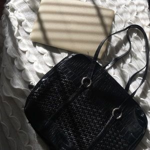 Coldwater Creek Black Leather Laptop Bag