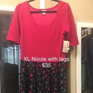 NWT Lularoe XL Nicole pink with sparrows