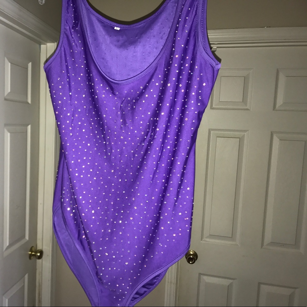 Purple sparkle body suit NWOT