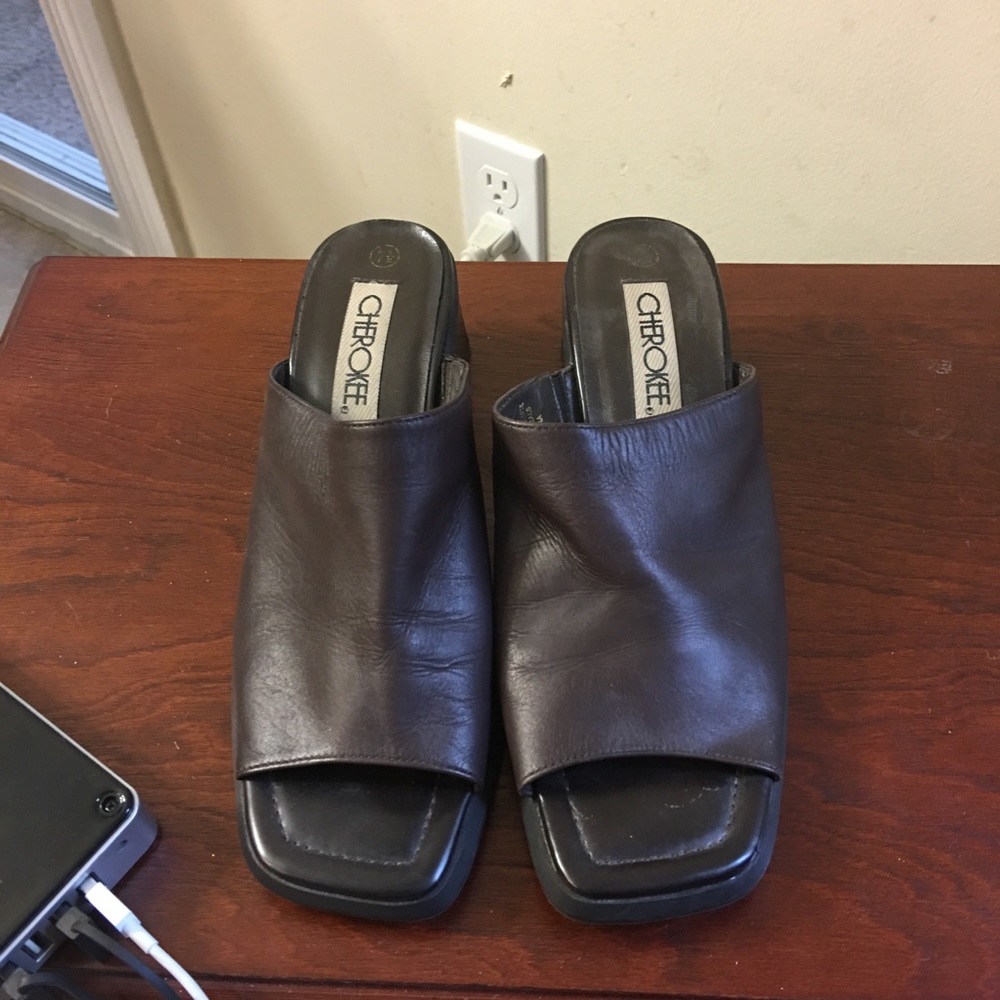 Chocolate brown leather slip ons