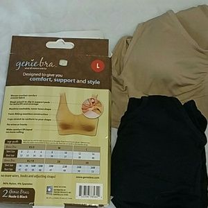 Genie Bra new in box size large black and tan
