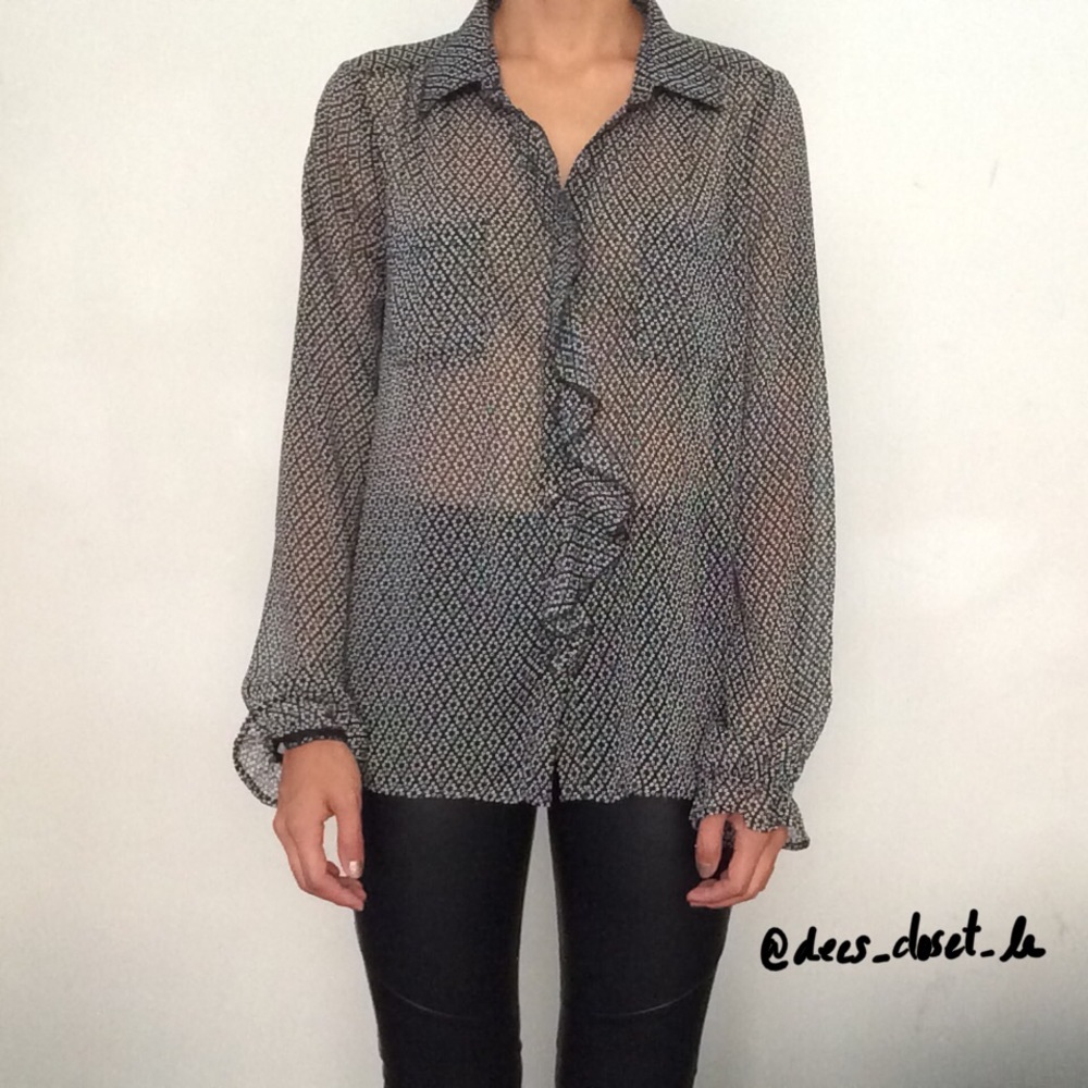 Lucca Couture Polka Dot Ruffled Blouse