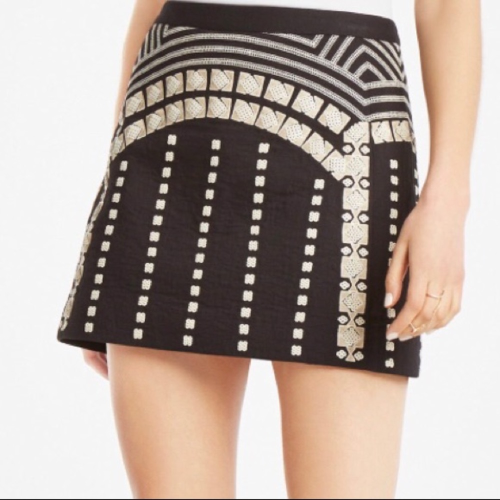 BCBG Embroidered Black Miniskirt