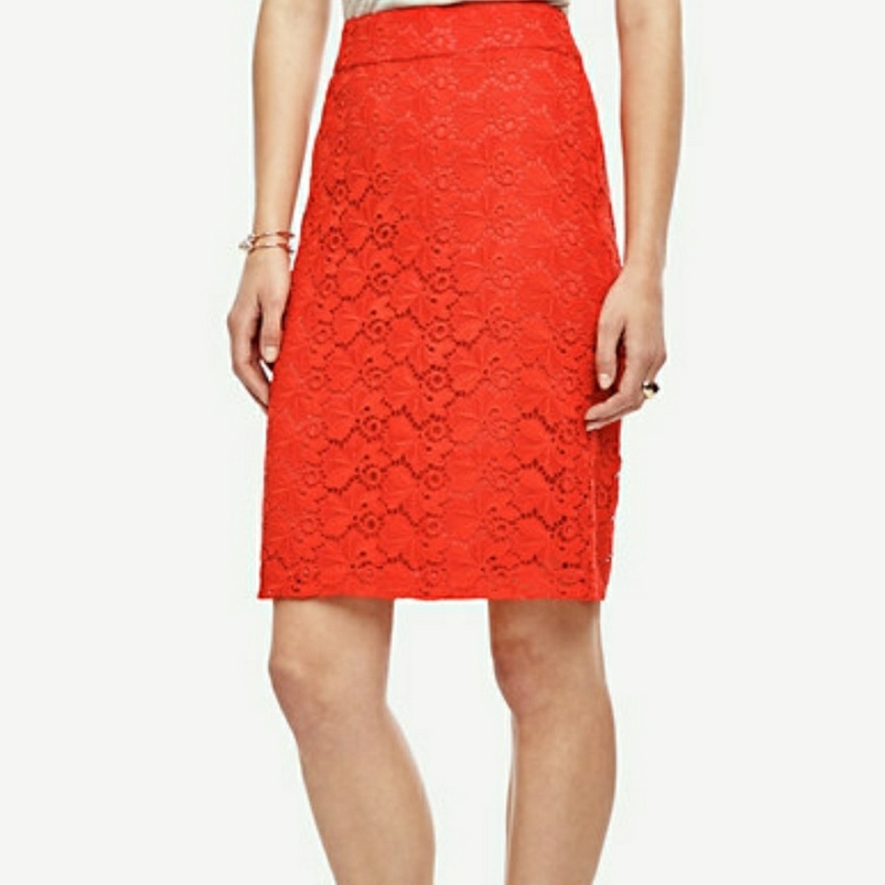 Ann Taylor Red Lace skirt SZ 6 *final price*