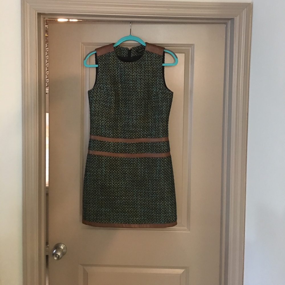 Rachel Roy leather-trimmed shift dress