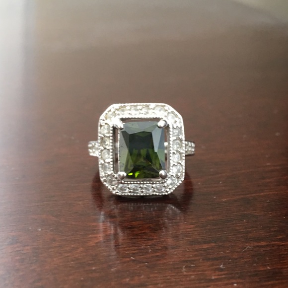 Green Gem Cushion Cut Ring - Picture 1 of 5