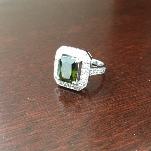 Green Gem Cushion Cut Ring - Picture 2 of 5