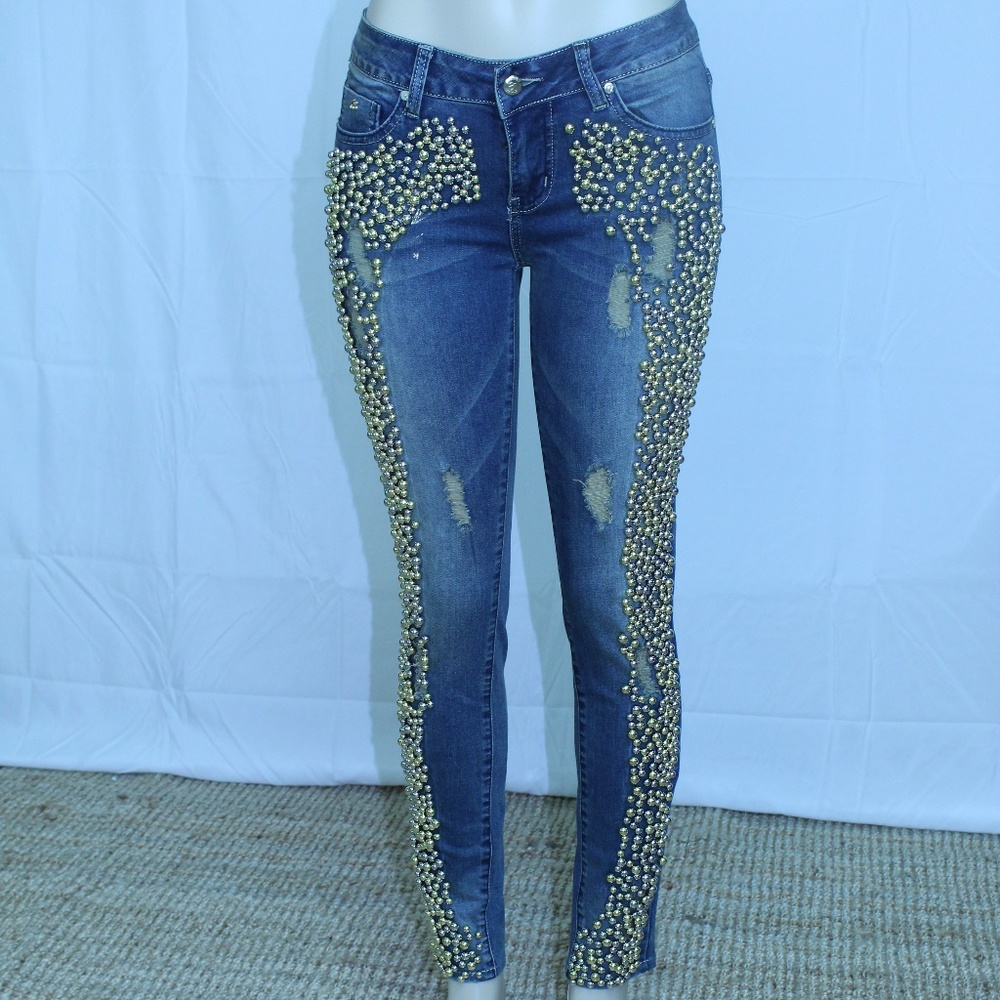 Metallic Beads Jeans