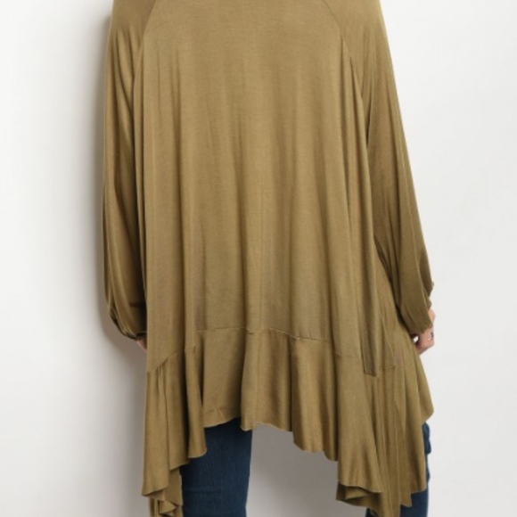 LAST 2: Olive Green Lace-up Front Tunic - Picture 2 of 5