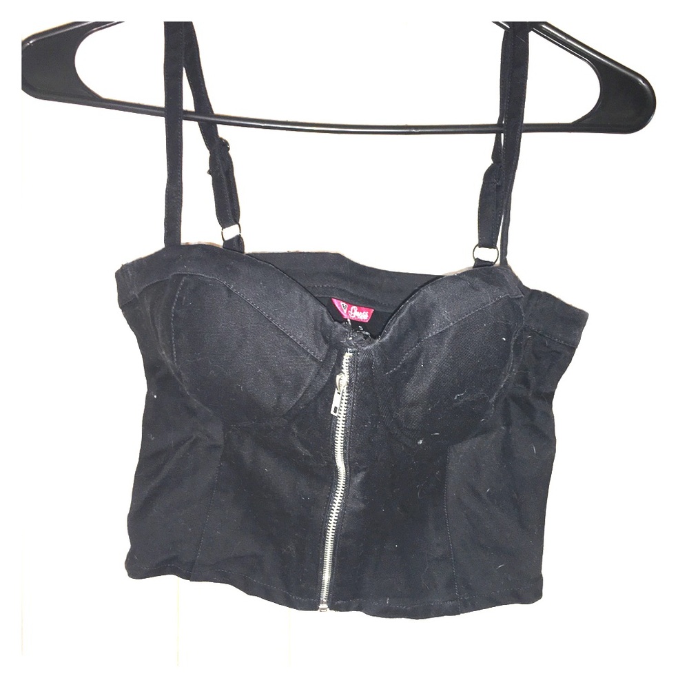 Guess zip up crop top