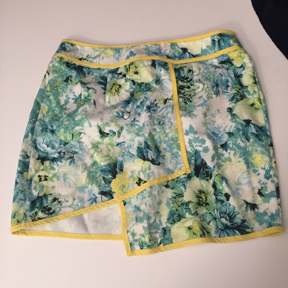 Iike new stelly asymmetrical green floral skirt-4