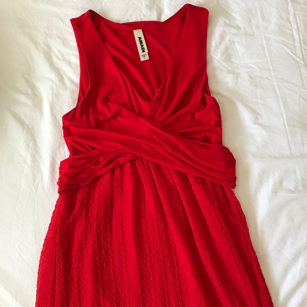 Anthropologie strapless red dress, size L