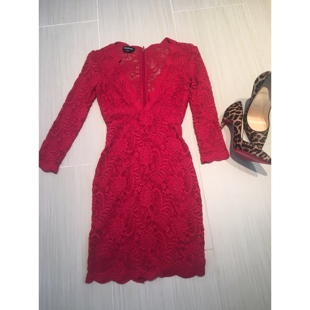 ❌❌SOLD❌❌Red lace Bebe Dress❤