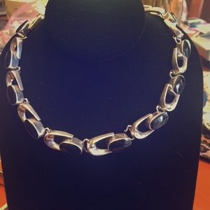 Black onyx Mexican 925 silver choker