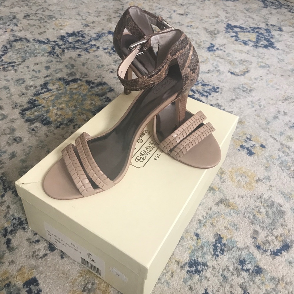 Coach Hally Printed Python Heels Sz 10