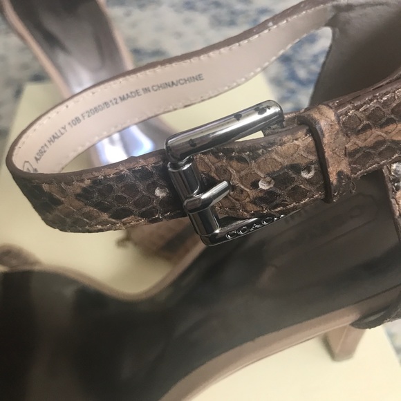 Coach Hally Printed Python Heels Sz 10 - Picture 6 of 7