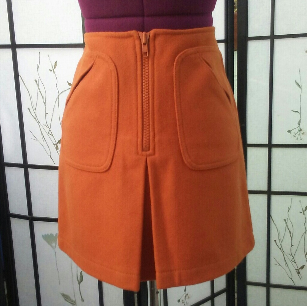 Vintage Mod short mini skirt wool s m orange