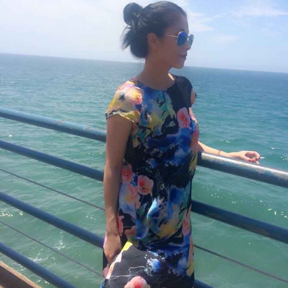 Silk big flowers dress