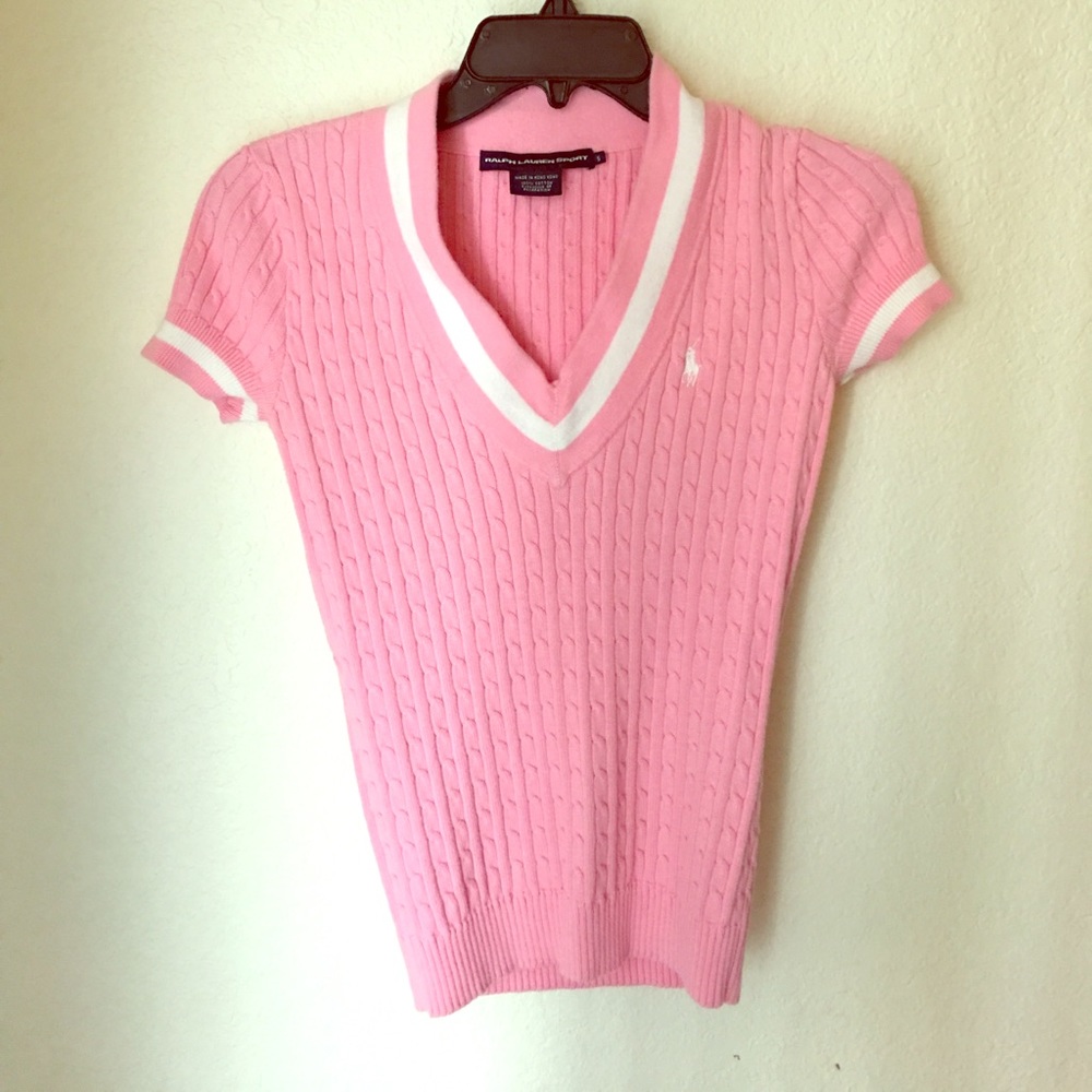 Pink Polo Short Sleeve Sweater