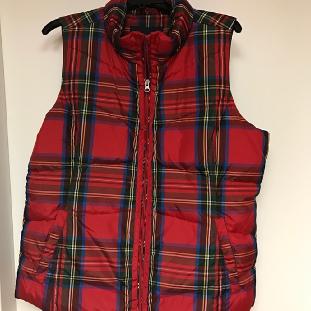 Lands' End size L Red Plaid  Vest