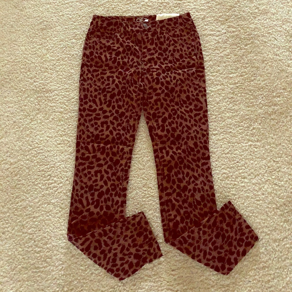 Loft velvet leopard skinnies