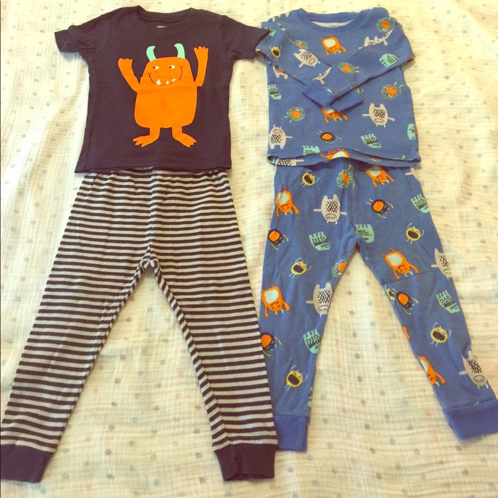 Carter’s monster print pajamas sets (2 sets total)