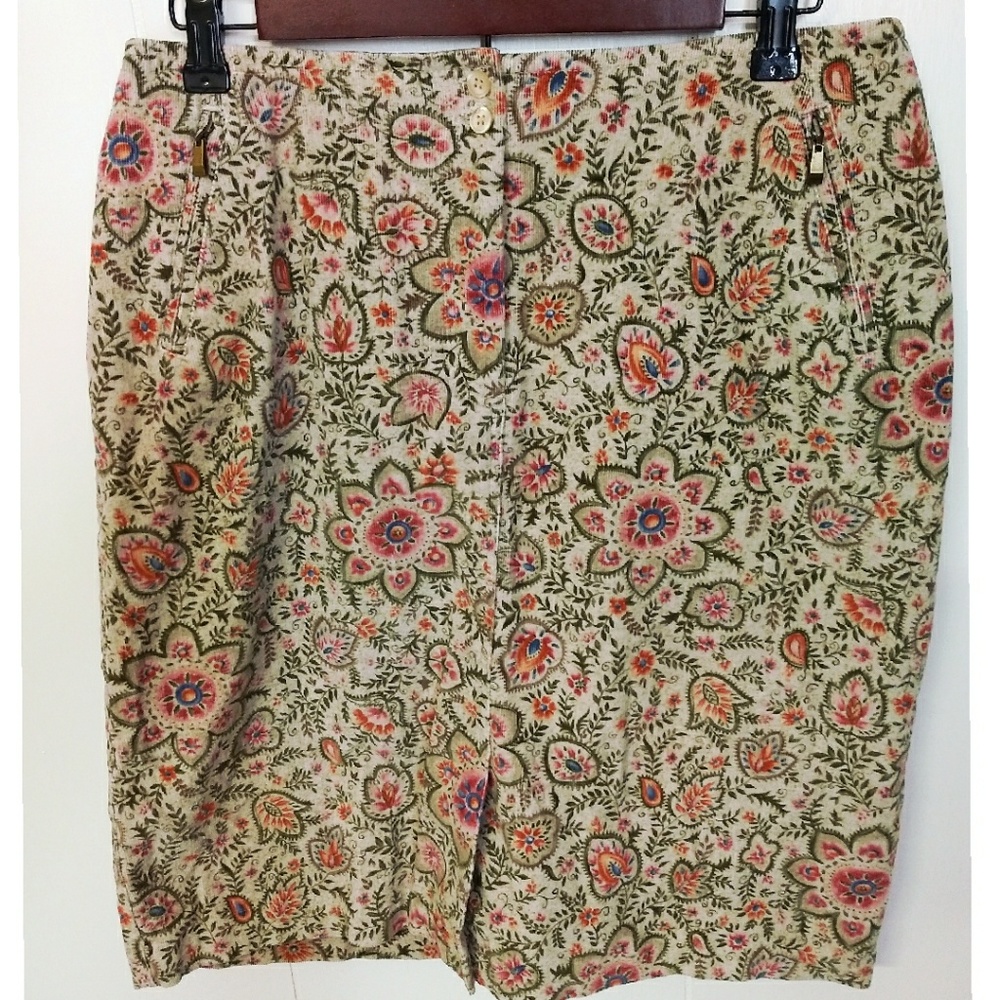 Talbot's floral  corduroy skirt size 10